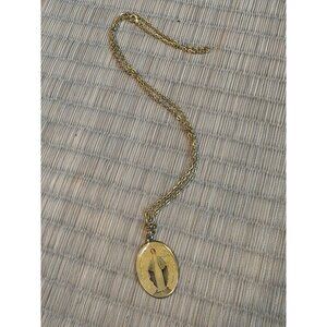 religious necklace with picture pendant gold